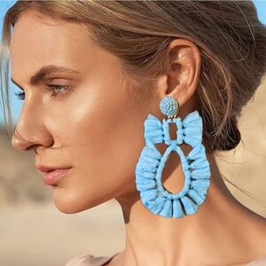 Raffia Dancing Lady Oversized Jumbo Statement Earrings